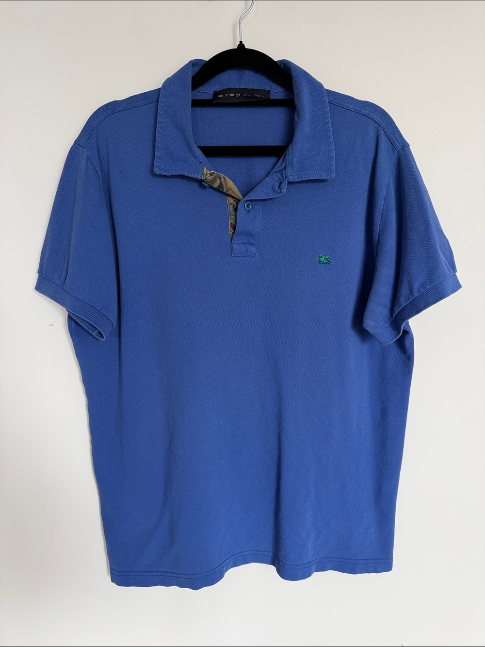 ETRO Blue Cotton Polo Shirt Contrast Collar XL Fits Medium